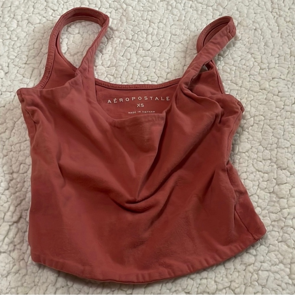Aeropostale Orange Fitted Crop Tank Top - Picture 2 of 4